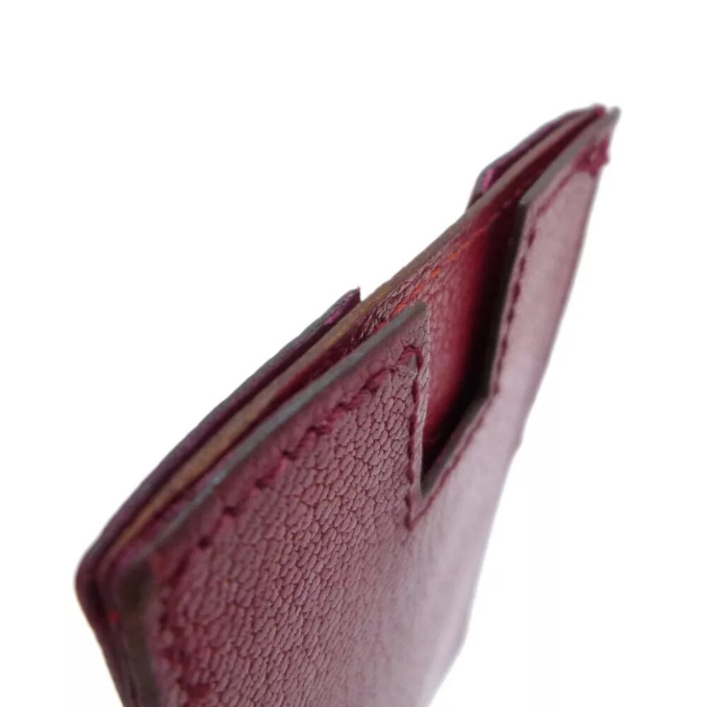 Authentic HERMES Rodrigue Card Holder C in Square Red Leather - Picture 2 of 12
